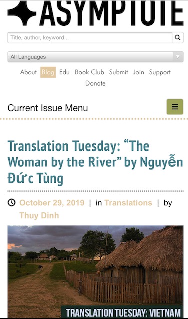 ĐINH TỪ BÍCH THÚY VÀ NGUYỄN ĐỨC TÙNG TRÊN TẠP CHÍ ASYMPTOTE: The Woman By The River